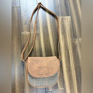 British Bag Company Brown Tartan Crossbody Shoulder Purse Y2K Horse Girl Preppy
